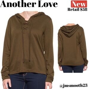 🆕 Another Love Jett lace up Hoodie Shirt Olive green